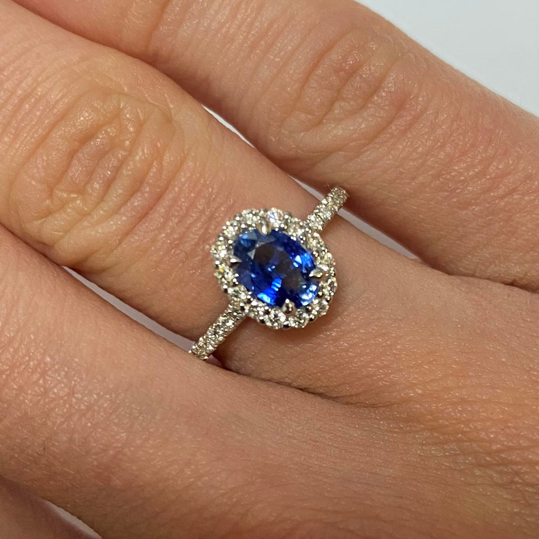 Sapphire & Diamond White Gold Ring - Product Code - B443