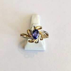 White & Yellow Gold Hallmarked Tanzanite Ring - Product Code - A320