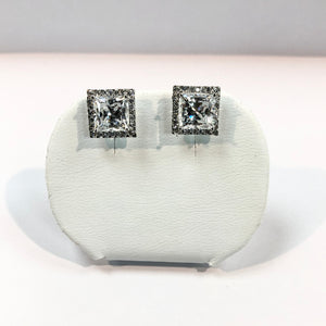 White Gold Hallmarked 375 Stone Set Earrings Product Code - VX88
