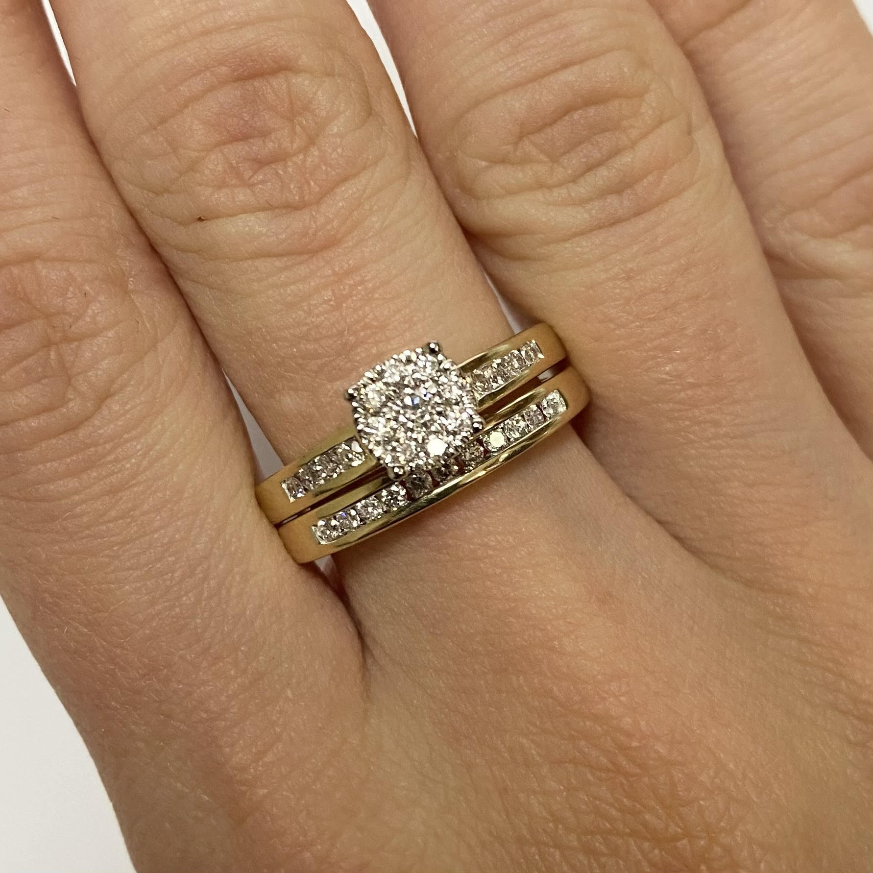 Diamond White Gold Bridal Set - Engagement And Wedding Ring Combo