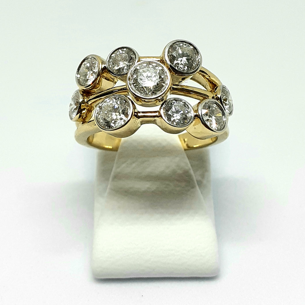 Yellow Gold Hallmarked 2ct Diamond Bubble Ring - Product Code - E578