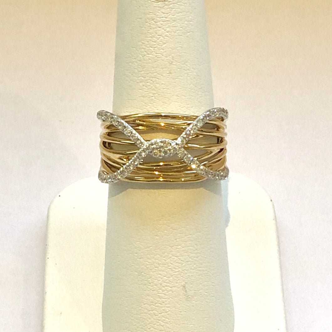 Yellow Gold Hallmarked Diamond Designer Ring - Product Code - A325