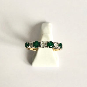 Yellow Gold Hallmarked Emerald & Diamond Ring - Product Code D207