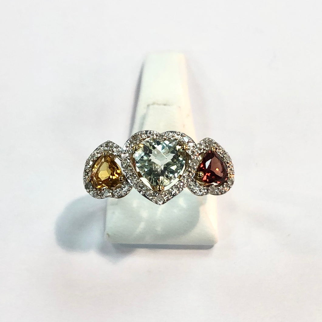 Yellow Gold Hallmarked Multi Stone Ring - Product Code - F118