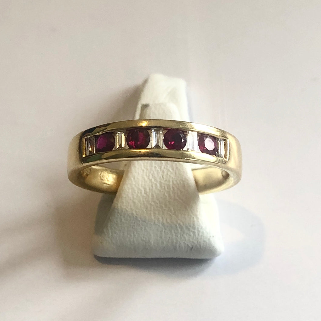 Yellow Gold Hallmarked Ruby & Diamond Ring - Product Code - AA84