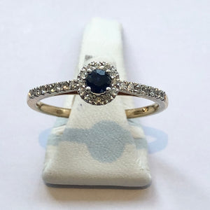 Yellow Gold Hallmarked Sapphire & Diamond Ring - Product Code - A26