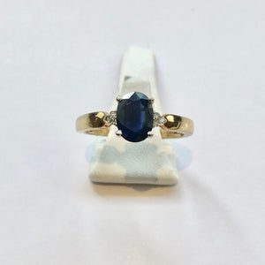 Yellow Gold Hallmarked Sapphire & Diamond Ring - Product Code - E540