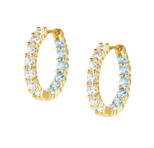 Load image into Gallery viewer, CHIC &amp; CHARM JOYFUL HOOP EARRINGS, WHITE AND LIGHT BLUE STONES - Product Code - 148636 020
