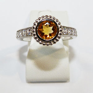 Citrine Beaded Silver Ring