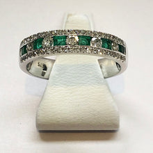 Load image into Gallery viewer, Diamond And Emerald White Gold Ring Band - Product Code J120
