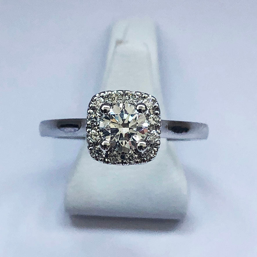 Diamond White Gold Halo Solitaire Ring - Product Code - B34