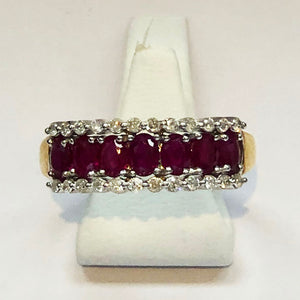 Diamond and Ruby Yellow Gold Band Ring