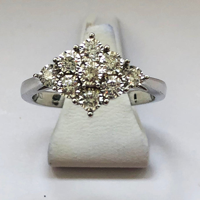 Diamond White Gold 9 Stone Ring