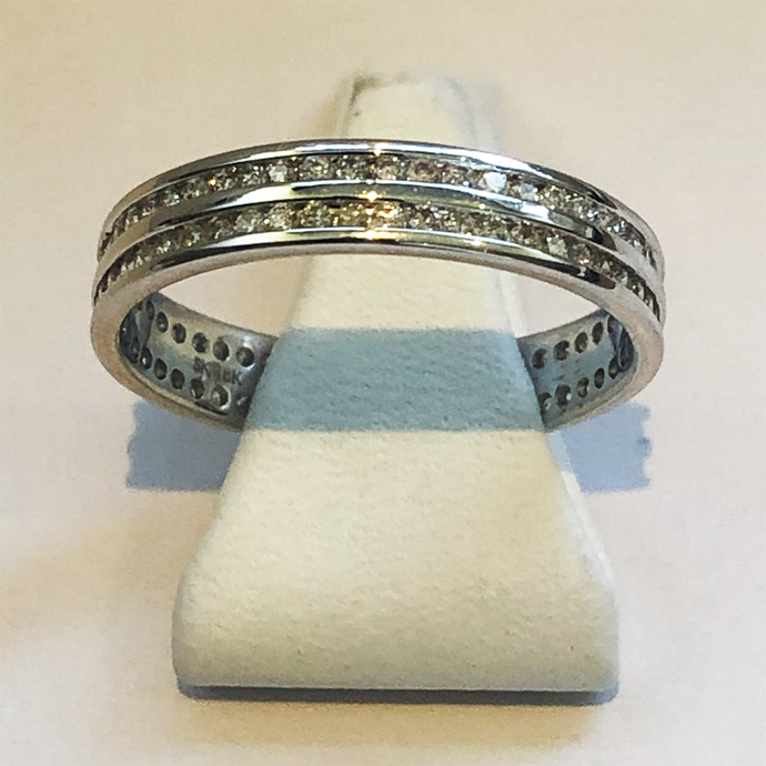Diamond White Gold Full Double Band Wedding Ring
