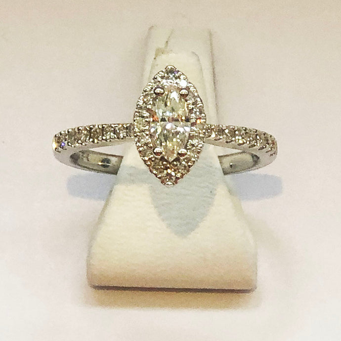 Diamond White Marquise Halo Gold Ring Band