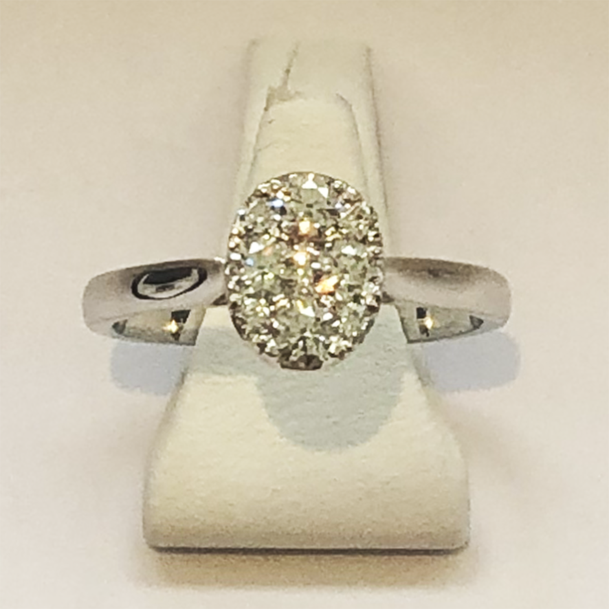 Diamond White Oval Gold Ring Band