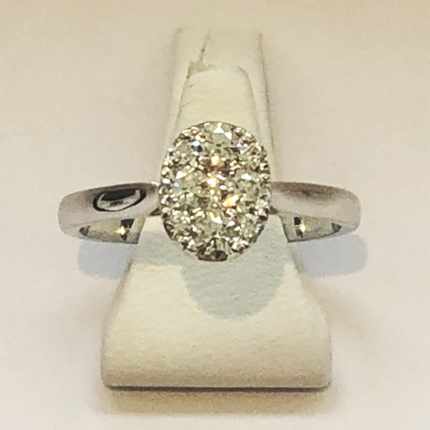 Diamond White Oval Gold Ring Band