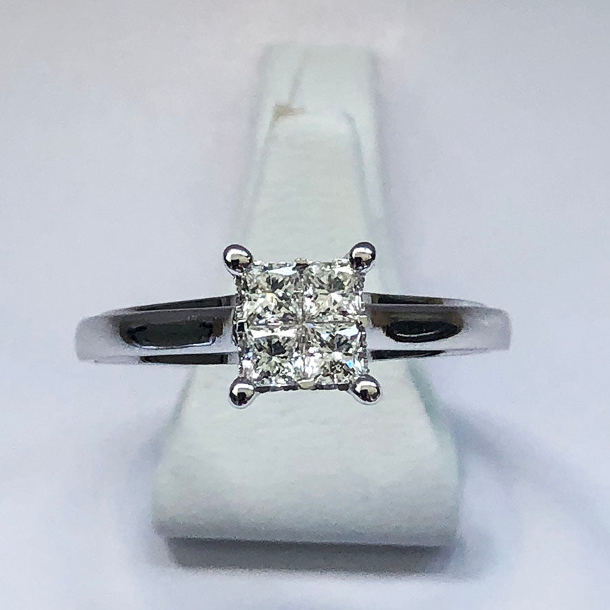 Diamond White Gold Princess Cut Ring - Product Code - B423
