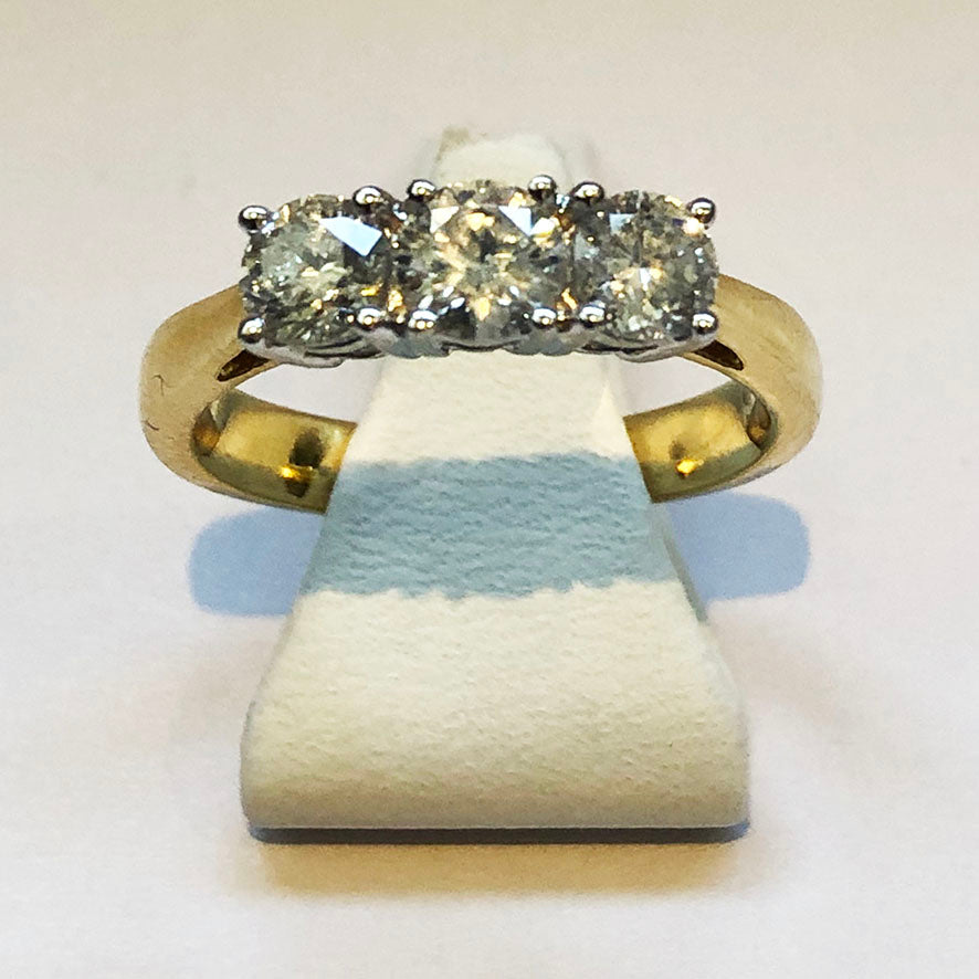 Diamond Yellow Gold Trilogy Three Stone Ring