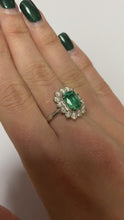 Load and play video in Gallery viewer, Cushion Shaped Emerald &amp; Diamond Ring - Product Code - E591
