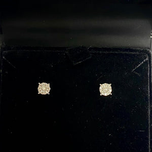 9ct White Gold Diamond Halo Studs - G740