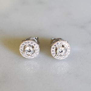 Halo Silver Stud Earrings - Product Code - L436