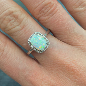 Opal Stone Set Silver Ring - Product Code - VX601