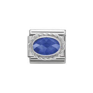 Silver Oval Blue CZ - Product Code - 330604-007