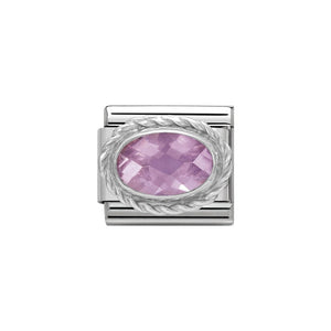 Silver Oval Pink CZ - Product Code - 330604-003