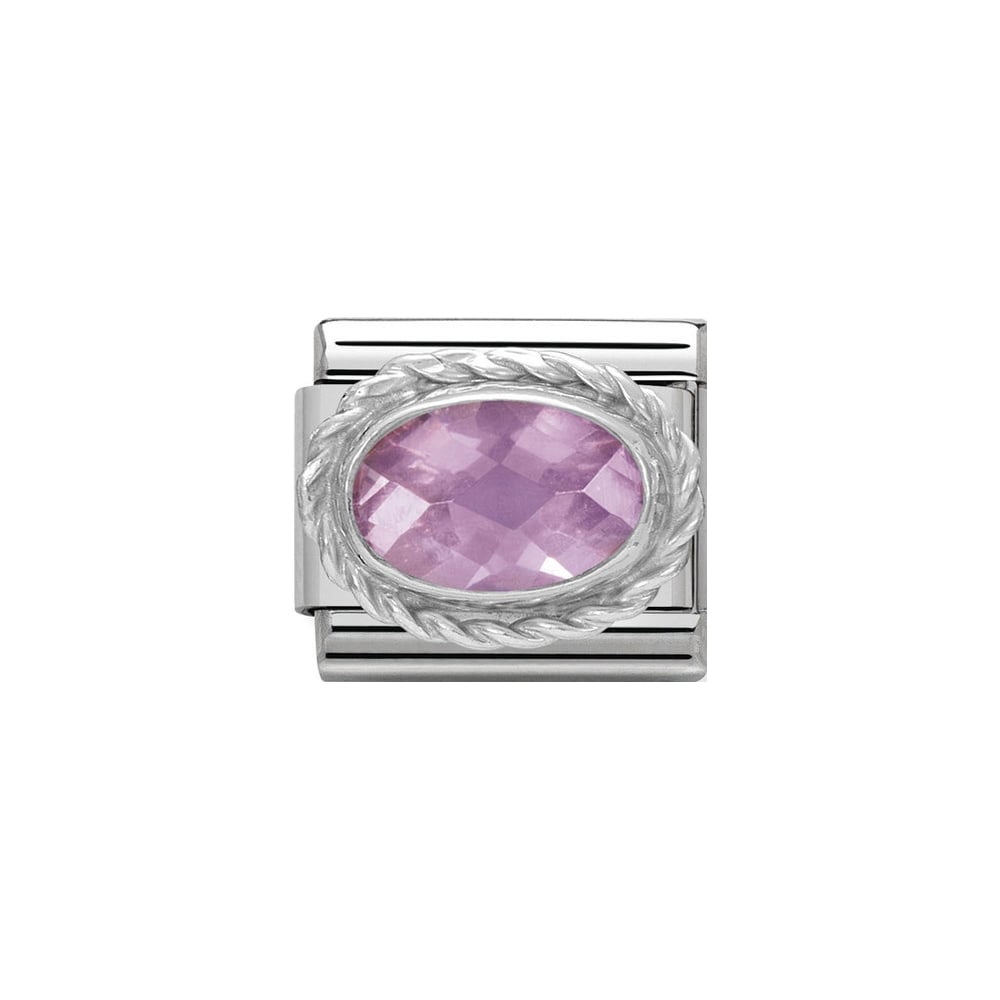 Silver Oval Pink CZ - Product Code - 330604-003
