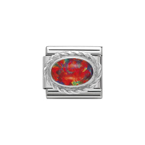 Silver Oval Red Opal Birthstone - Product Code - 330503-08