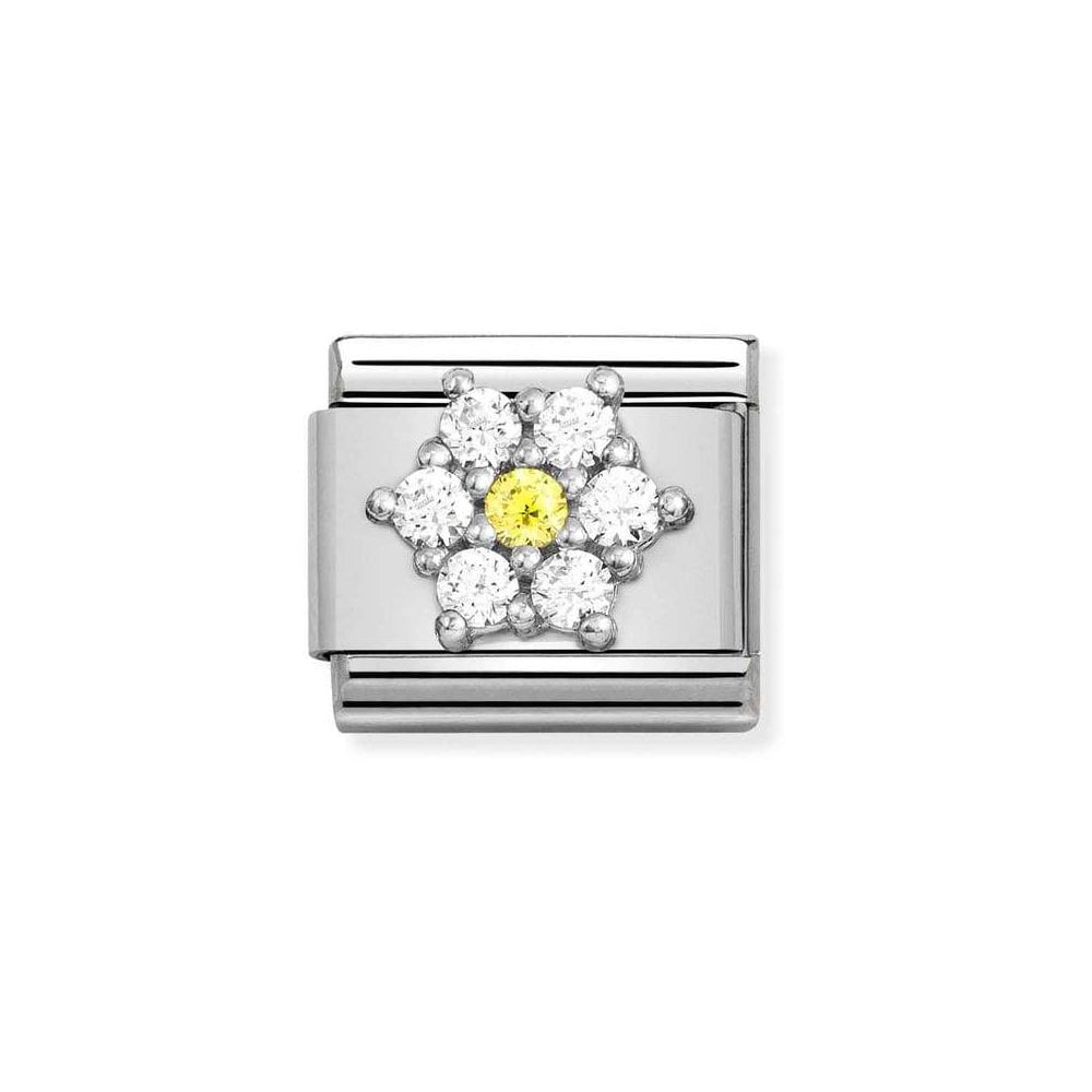 Nomination Silver with White & Yellow CZ Flower Charm - Product Code - 330322-01