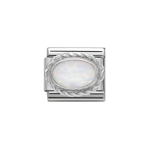Silver Oval White Opal Birthstone - Product Code - 330503-07