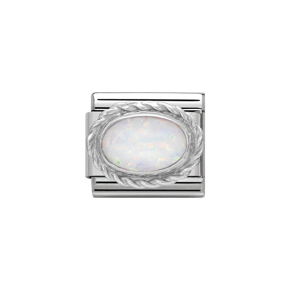 Silver Oval White Opal Birthstone - Product Code - 330503-07