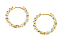 Load image into Gallery viewer, CHIC &amp; CHARM JOYFUL HOOP EARRINGS, WHITE AND LIGHT BLUE STONES - Product Code - 148636 020
