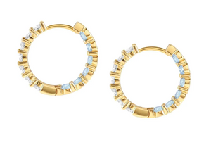 CHIC & CHARM JOYFUL HOOP EARRINGS, WHITE AND LIGHT BLUE STONES - Product Code - 148636 020