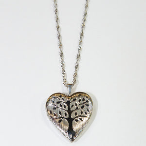 Tree Of Life Heart Locket Silver Necklace - Product Code - J475 & VX837