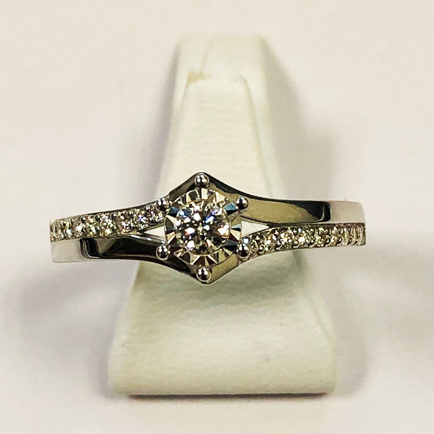 Diamond White Gold Solitaire Ring - Product Code - B427