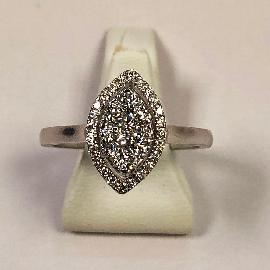 Diamond White Gold Designer Oval Ring - Product Code - R84