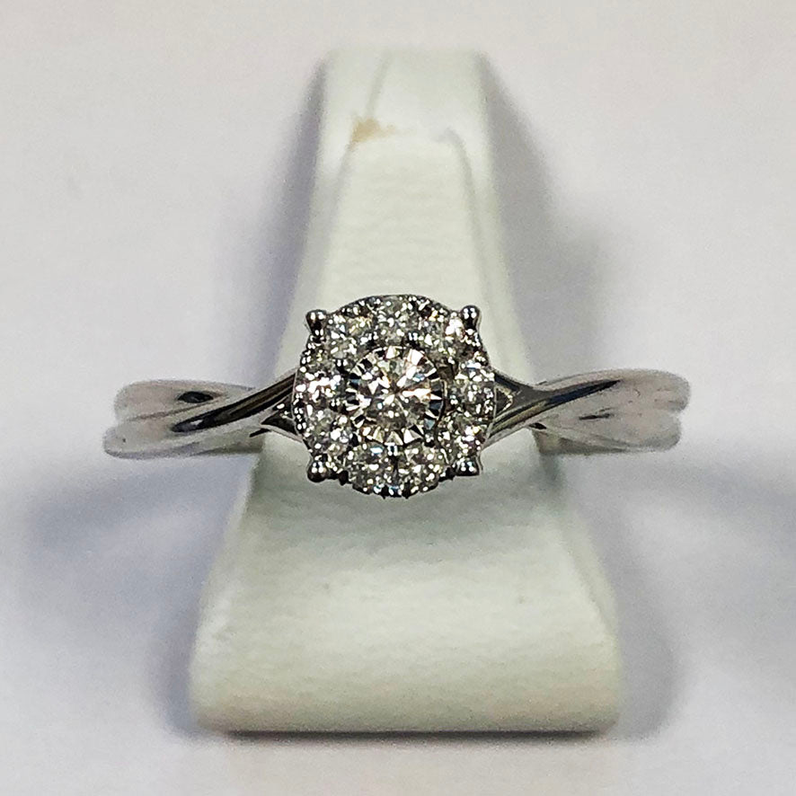 Diamond White Gold Cross Over Ring - Product Code - G486