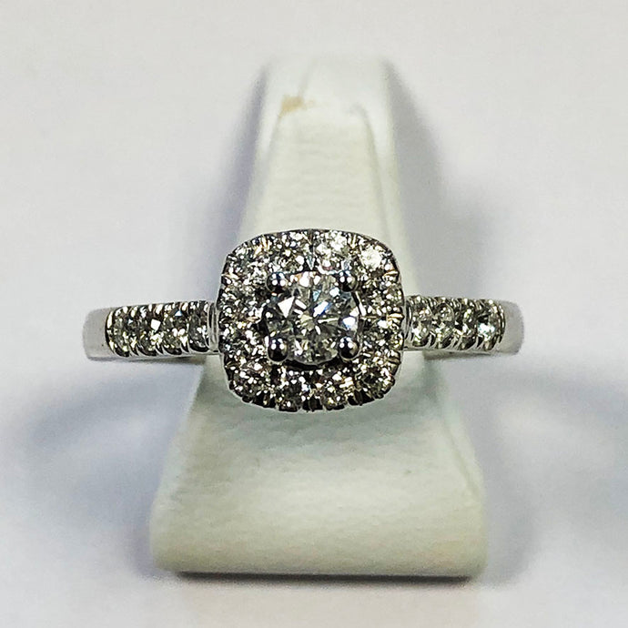 Diamond White Gold Ring With Diamond Shoulders